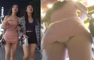 Quay Lén Dưới Váy Gái Xinh Trên Phố Đi Bộ Về Đêm Ở Trung Quốc